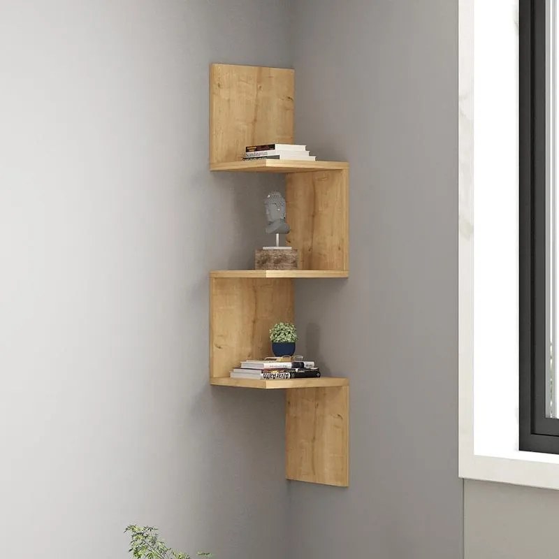 Ραφιέρα γωνιακή τοίχου Insta σε oak απόχρωση 25x25x105,5 εκ. 25x25x105.4 εκ.