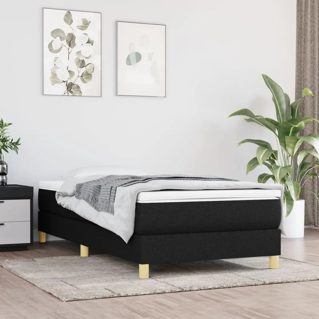 vidaXL Πλαίσιο Κρεβατιού Boxspring Μαύρο 100 x 200 εκ. Υφασμάτινο