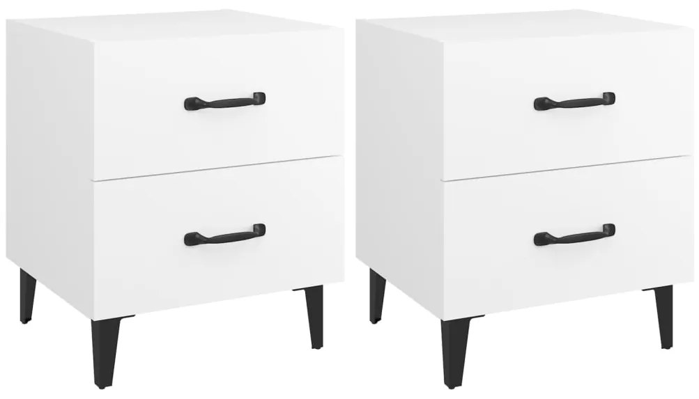 vidaXL Κομοδίνα 2 τεμ. Λευκά 40 x 35 x 47,5 εκ.