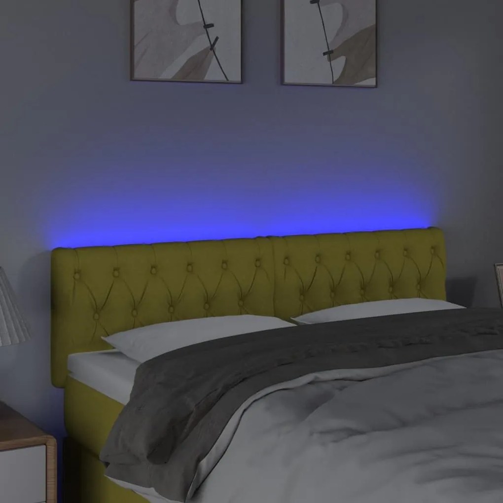 Κεφαλάρι Κρεβατιού LED Πράσινο 144x7x78/88 εκ. Υφασμάτινο - Πράσινο