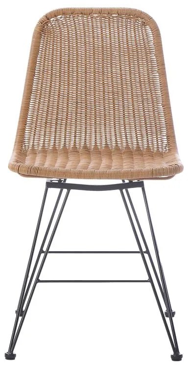 Καρέκλα Pamela pe rattan φυσικό - μαύρα μεταλλικά πόδια 44x58x82 εκ. 44x58x82 εκ.