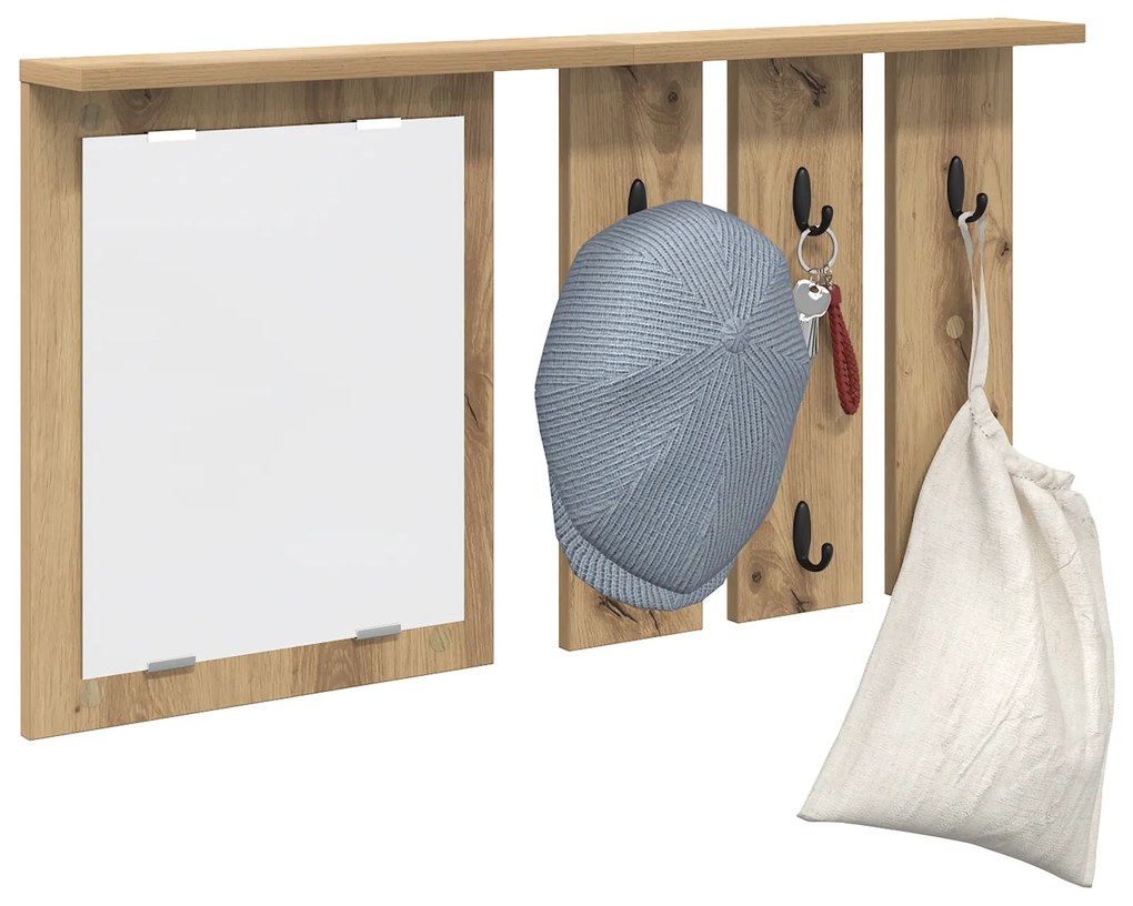 vidaXL Τοίχου Κρεμάστρα με ράφι artisan δρυς 85 x 10 x 45 εκ.