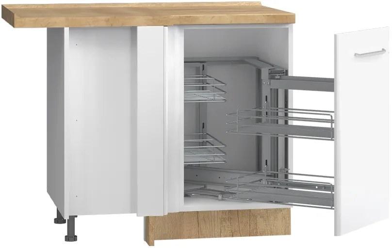 Επιδαπέδιο γωνιακό ντουλάπι Modena R-UG-1KMC-Λευκό - Λευκό γυαλιστερό-Δεξιά - 109.00Χ64.00Χ88.00cm