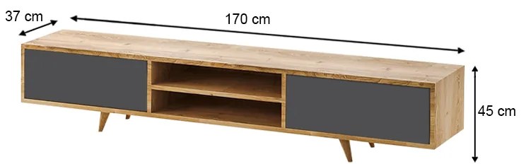 ΕΠΙΠΛΟ ΤΗΛΕΟΡΑΣΗΣ SERINE MEGAPAP ΧΡΩΜΑ SAPPHIRE OAK - ΑΝΘΡΑΚΙ 170X37X45ΕΚ.