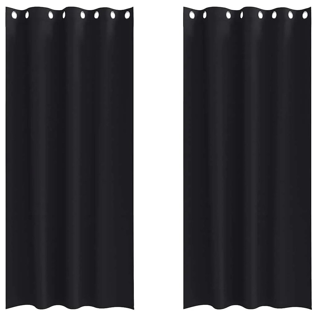 vidaXL Κουρτίνες με κουρτίνες 2 pcs Μαύρο 245x140εκ. Πολυεστέρας