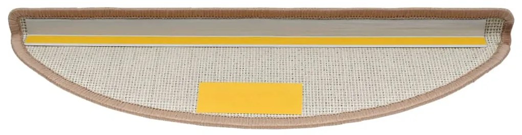 vidaXL Πατάκια Σκαλιών 15 τεμ. Ανοιχτό Καφέ Ημίκυκλα 56x17x3 εκ.