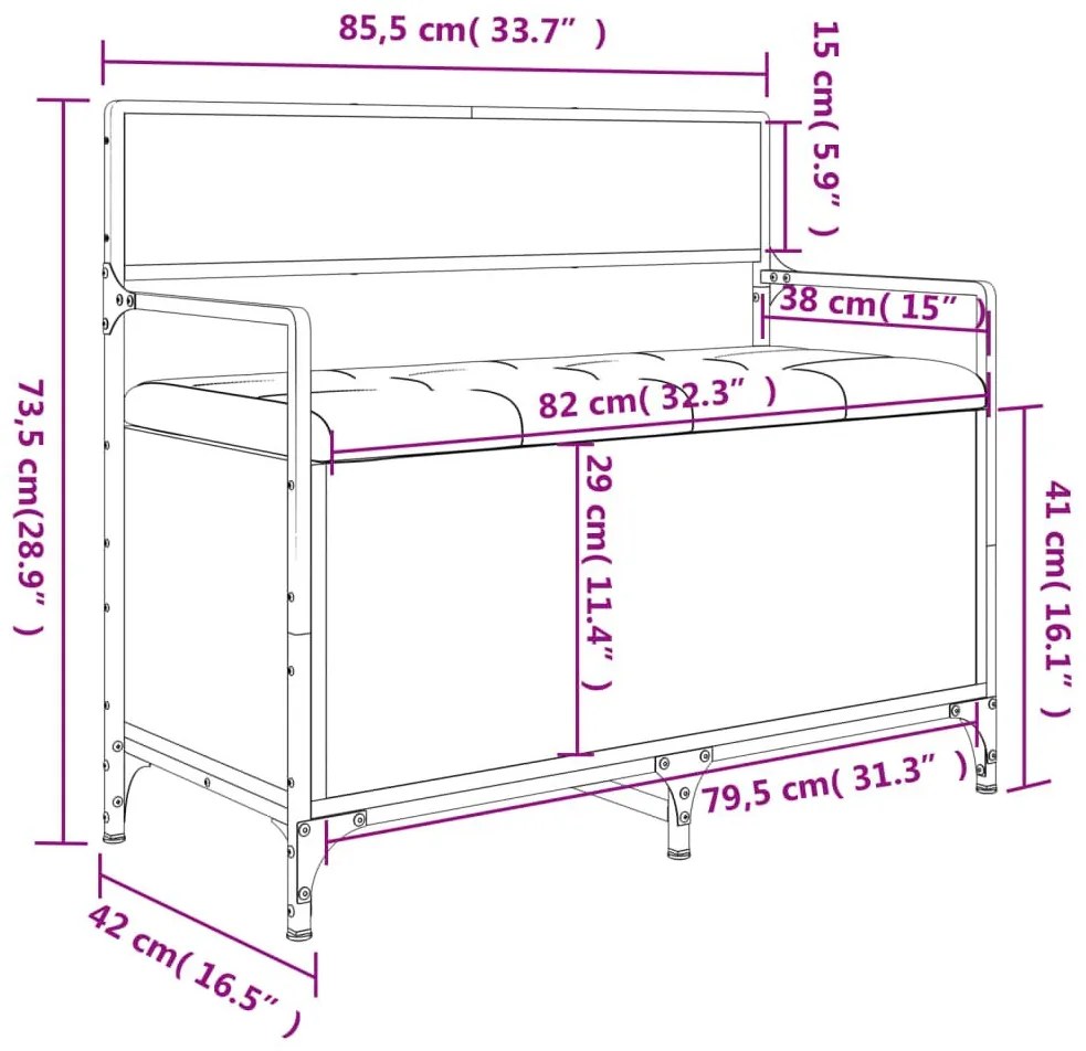 Παγκάκι Αποθήκευσης Μαύρο 85,5x42x73,5 εκ. Επεξεργασμένο Ξύλο - Μαύρο