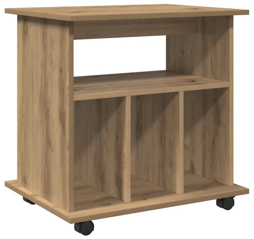 vidaXL Ντουλάπι Τροχήλατο Αρτισιανή Δρυς 60x45x60 εκ. Επεξεργ. Ξύλο