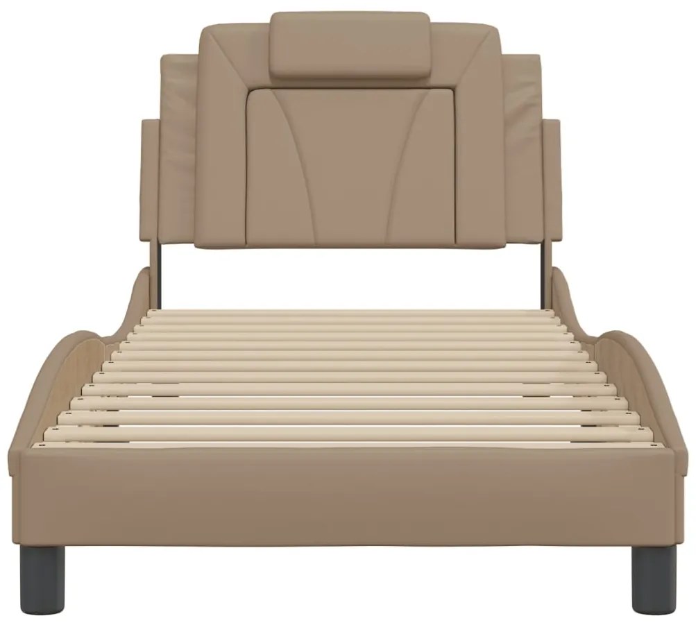 vidaXL Σκελετός Κρεβατιού Viana Χωρίς Στρώμα Καπουτσίνο 90x200 εκ. Συνθ. Δέρμα
