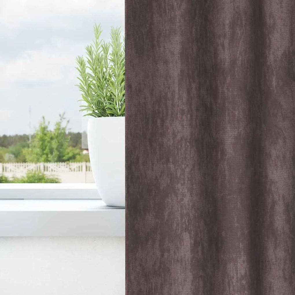 vidaXL Κουρτίνα με κουρτίνες 2 pcs Καφέ 140 x 140 cm Βελούδο