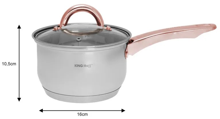 Σετ κατσαρόλες και τηγάνια Kinghoff KH 1765, 12 h, επαγωγή, Inox/ροζ χρυσό