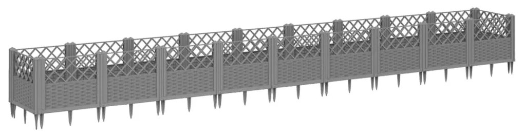 vidaXL Ζαρντινιέρα με Πασσάλους Γκρι 363,5x43,5x43,5εκ. Πολυπροπυλένιο