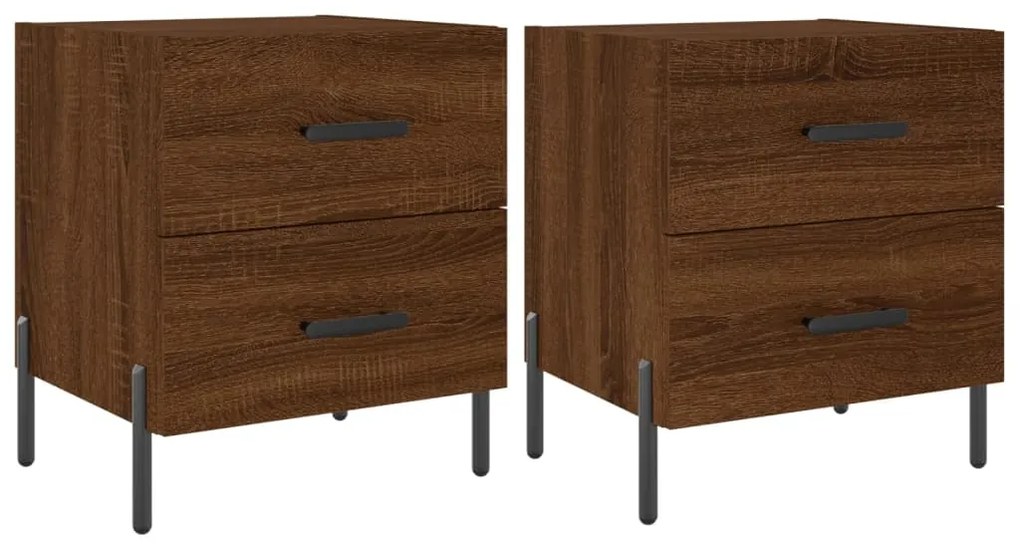 vidaXL Κομοδίνα 2 τεμ. Καφέ Δρυς 40 x 35 x 47,5 εκ. από Επεξεργ. Ξύλο