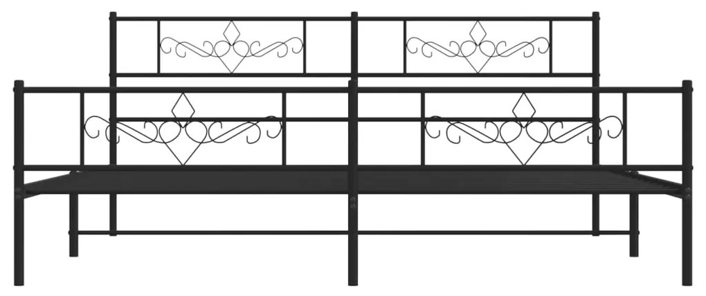 vidaXL Πλαίσιο Κρεβατιού με Κεφαλάρι&Ποδαρικό Μαύρο 183x213εκ. Μέταλλο