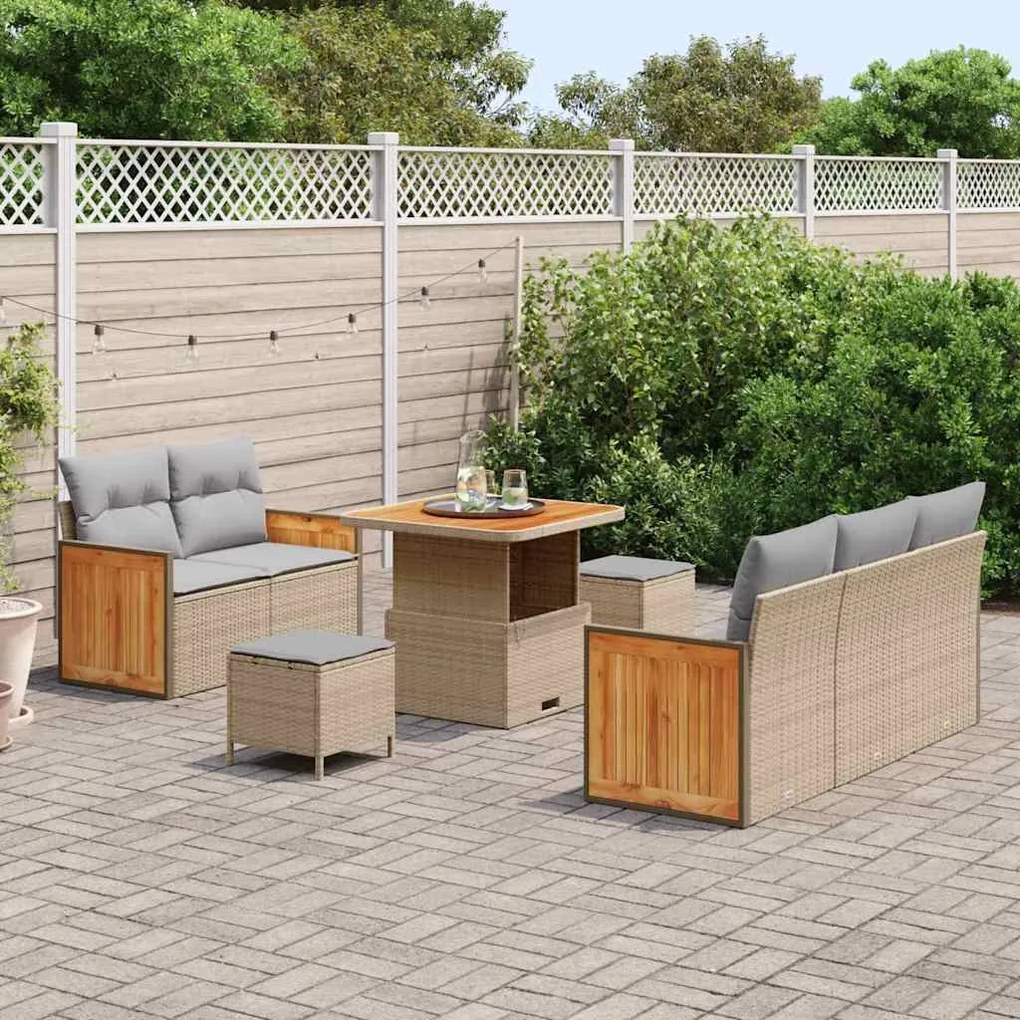 vidaXL Σετ Καναπέ Κήπου 8 pcs μπεζ και ανοιχτό γκρι 80 x 80 x 71 cm