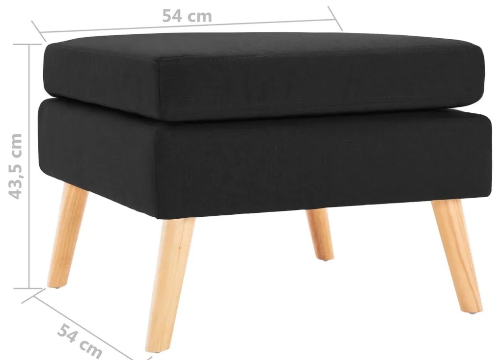 vidaXL Σκαμπό/Υποπόδιο Μαύρο Υφασμάτινο
