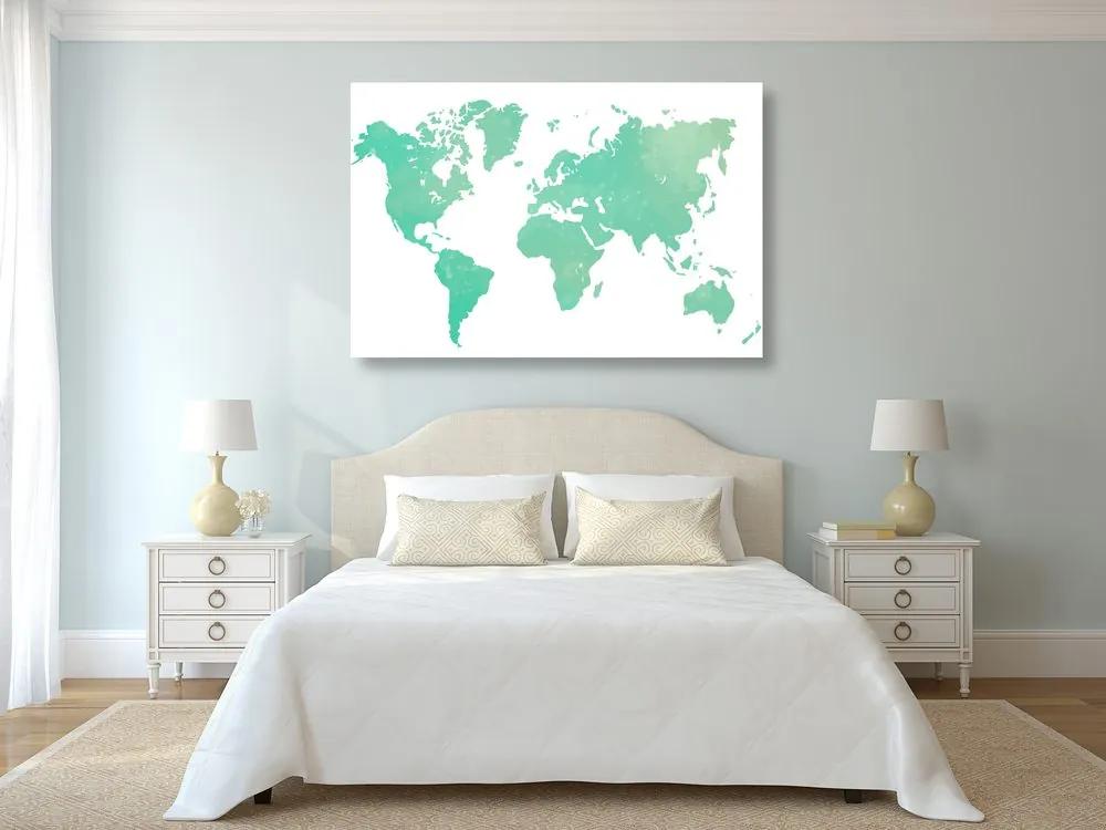 Εικόνα στον παγκόσμιο χάρτη φελλού σε πράσινη απόχρωση - 120x80  color mix