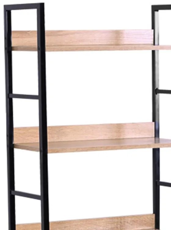 Βιβλιοθήκη Elbo φυσικό-μαύρο μέταλλο 60x28x126εκ 60x28x160 εκ.