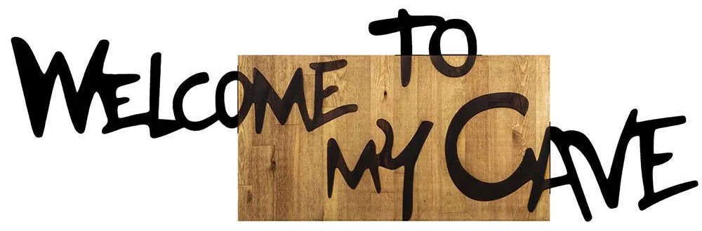 Διακοσμητικό Τοίχου Welcome To My Cave 899SKL2177 128x3x39cm Walnut-Black Wallity Metal,Wood