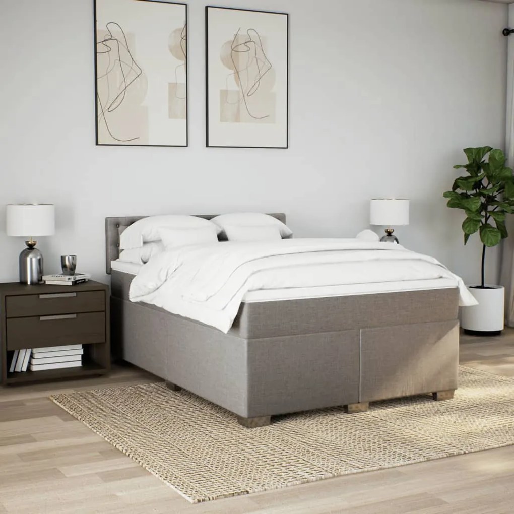 vidaXL Κρεβάτι Boxspring με Στρώμα Taupe 160x200 εκ. Υφασμάτινο