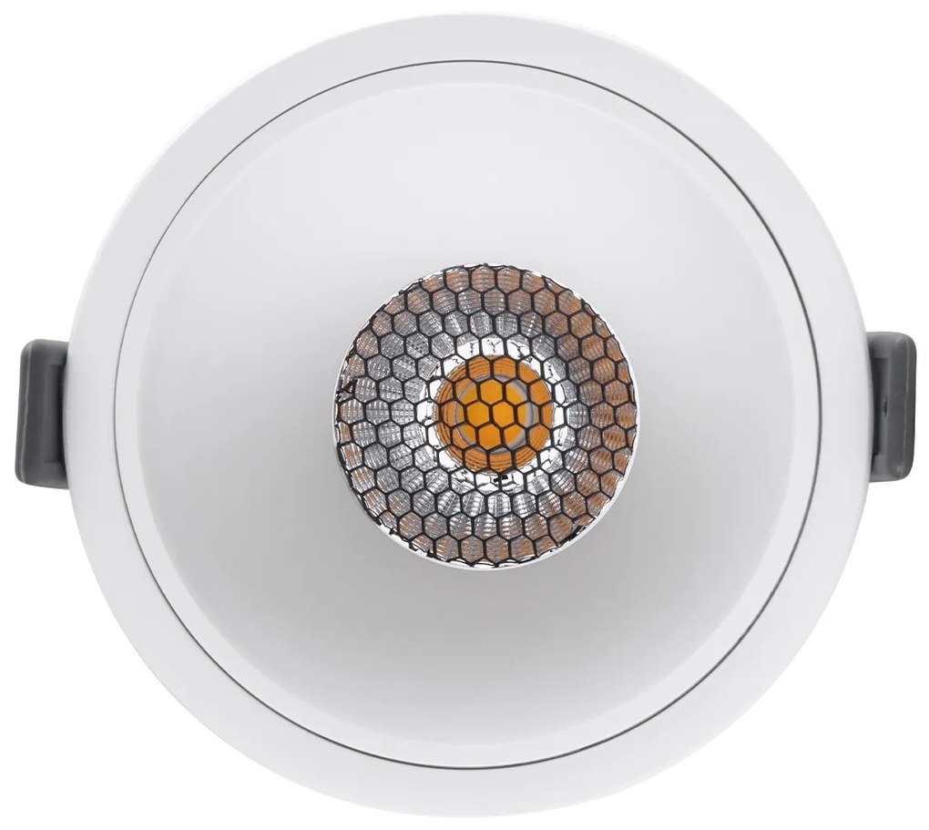 GloboStar® PLUTO-B 60260 Χωνευτό LED Spot Downlight TrimLess Φ10.4cm 15W 1950lm 38° AC 220-240V IP20 Φ10.4 x Υ6.5cm - Στρόγγυλο - Λευκό &amp; Anti-Glare HoneyComb - Φυσικό Λευκό 4500K - Bridgelux COB - 5 Years Warranty