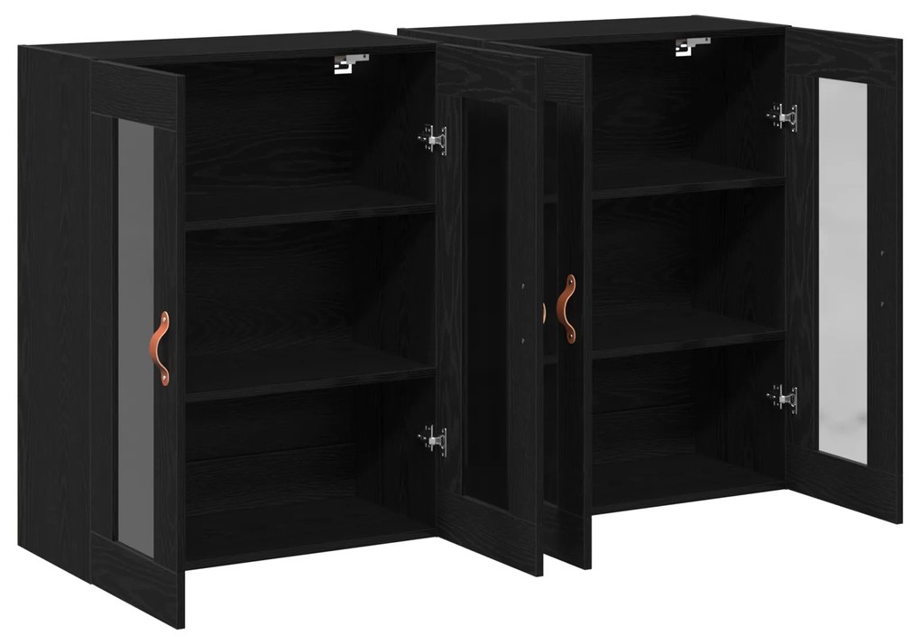 vidaXL Τοίχου Ντουλάπια 2 τεμ Μαύρη Δρυς 69,5x34x90 εκ Συνθετικό Ξύλο
