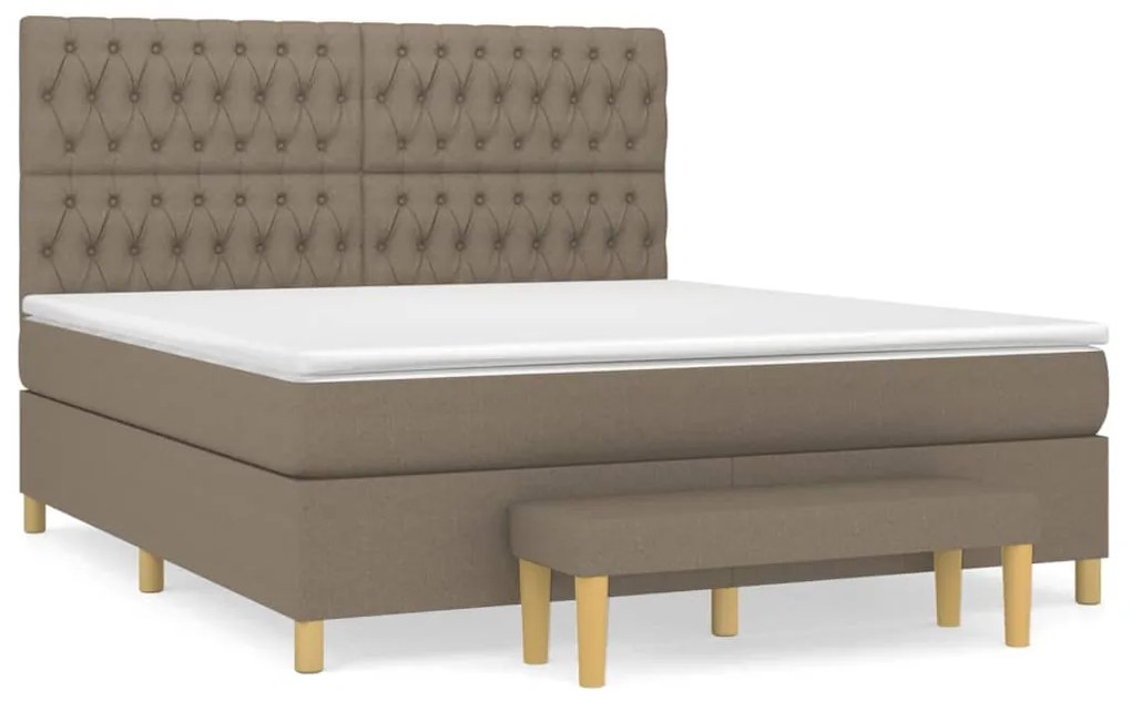 vidaXL Κρεβάτι Boxspring με Στρώμα Taupe 180x200 εκ. Υφασμάτινο