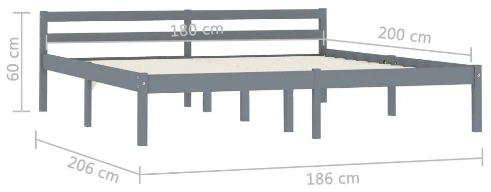 ΠΛΑΙΣΙΟ ΚΡΕΒΑΤΙΟΥ ΓΚΡΙ 180 X 200 ΕΚ. ΑΠΟ ΜΑΣΙΦ ΞΥΛΟ ΠΕΥΚΟΥ 283201