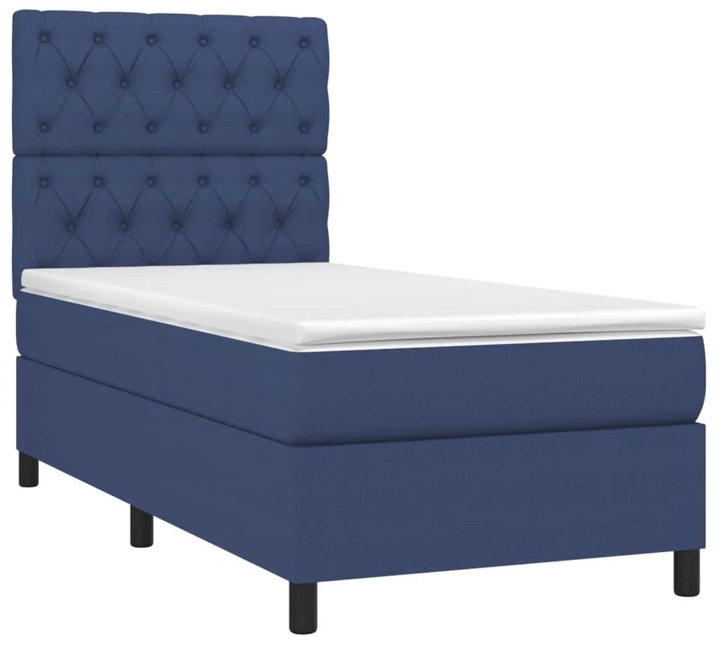 vidaXL Κρεβάτι Boxspring με Στρώμα Μπλε 80x200 εκ. Υφασμάτινο