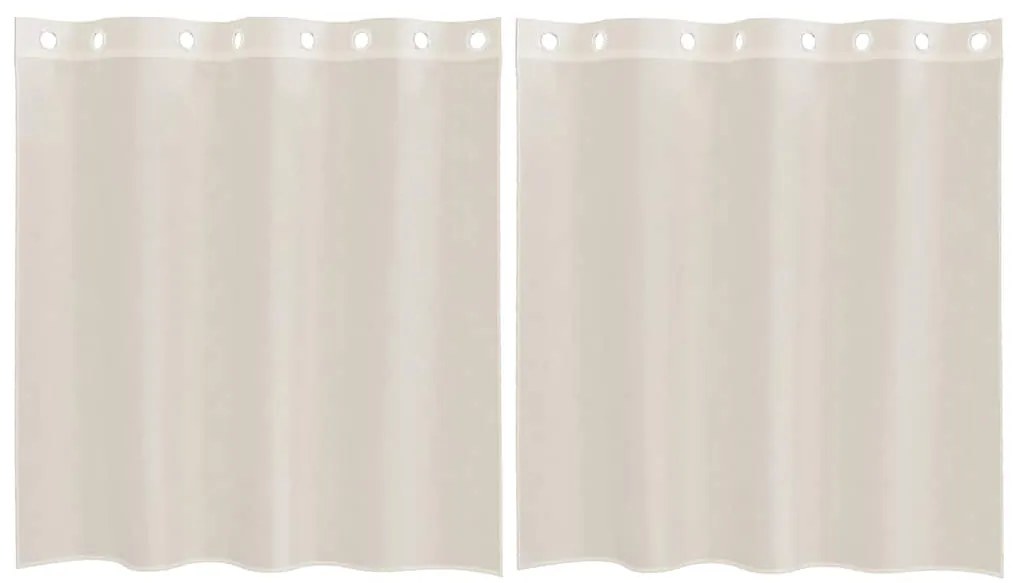 Κουρτίνες Voile με ροδέλες 2 τεμάχια Κρεμ 140x140 εκ. - Κρεμ