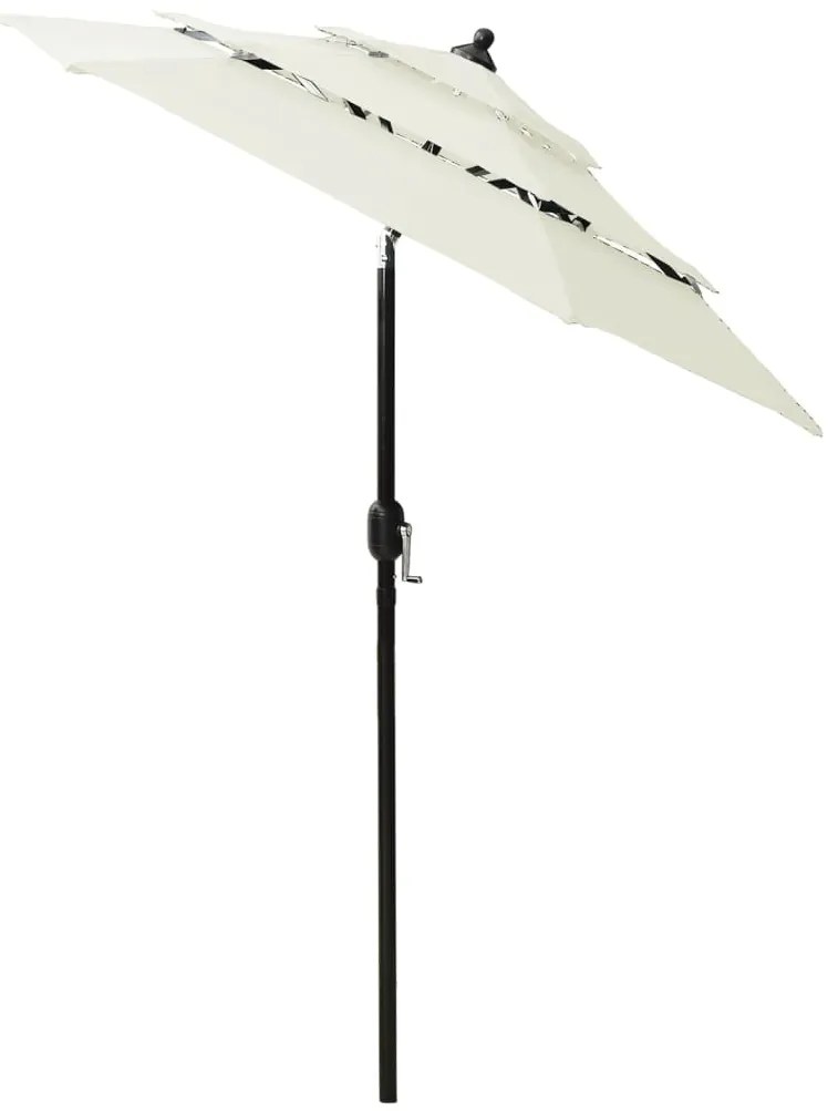 vidaXL Ομπρέλα Κήπου 3 Επιπέδων Λευκό της Άμμου 2 μ. Ιστό Αλουμινίου