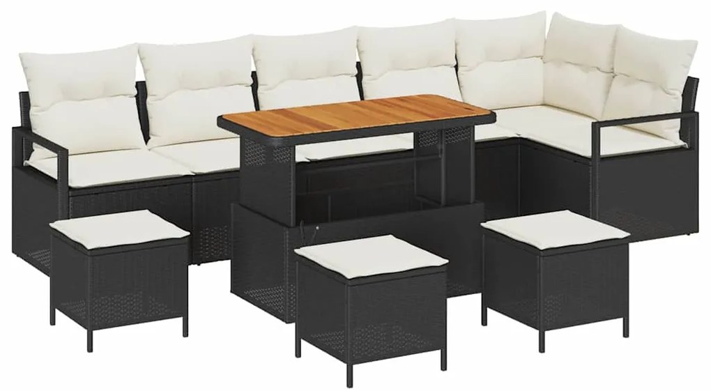 vidaXL Σετ Καναπέ Κήπου 10 pcs Μαύρο, Κρέμα 110 x 55 x 71 εκ