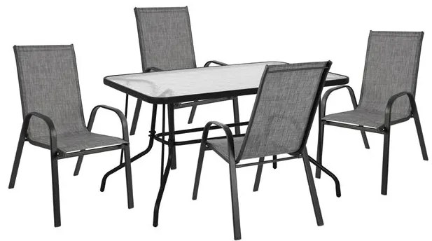 ΣΕΤ 5ΤΜΧ HM10565.01 ΤΡΑΠΕΖΙ ΜΕΤΑΛΛΙΚΟ 120Χ70Χ71Υ &amp; 4 ΠΟΛΥΘΡΟΝΕΣ LEON ΜΕΤΑΛΛΙΚΕΣ ΓΚΡΙ