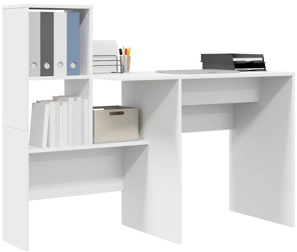 vidaXL Γραφείο Λευκό 131.5 x 50 x 106.5 εκ. Επεξεργασμένο ξύλο