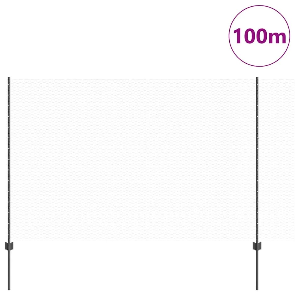 vidaXL Φράχτης με Στήλες. Γκρι 1.5 x 100 μ Ατσάλι