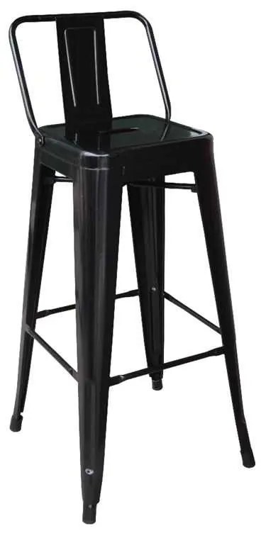 RELIX Σκαμπό BAR με Πλάτη, Μέταλλο Βαφή Μαύρο 44x44x76/96cm