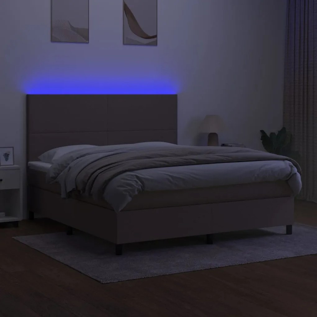 ΚΡΕΒΑΤΙ BOXSPRING ΜΕ ΣΤΡΩΜΑ &amp; LED TAUPE 160X200 ΕΚ. ΥΦΑΣΜΑΤΙΝΟ 3134729