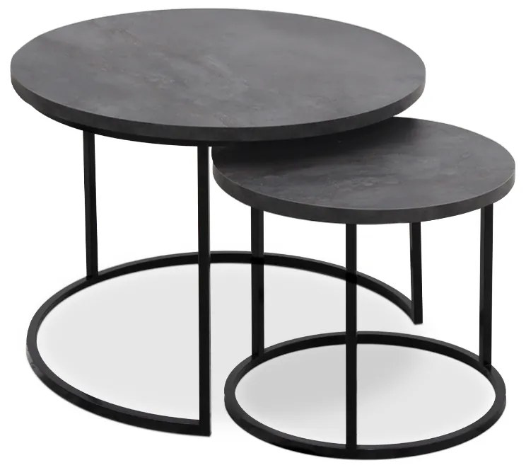 Τραπεζάκι σαλονιού σετ 2 τμχ Gary Megapap Mdf - μεταλλικό χρώμα σκούρο γκρι σκυροδέματος 65x65x44εκ.