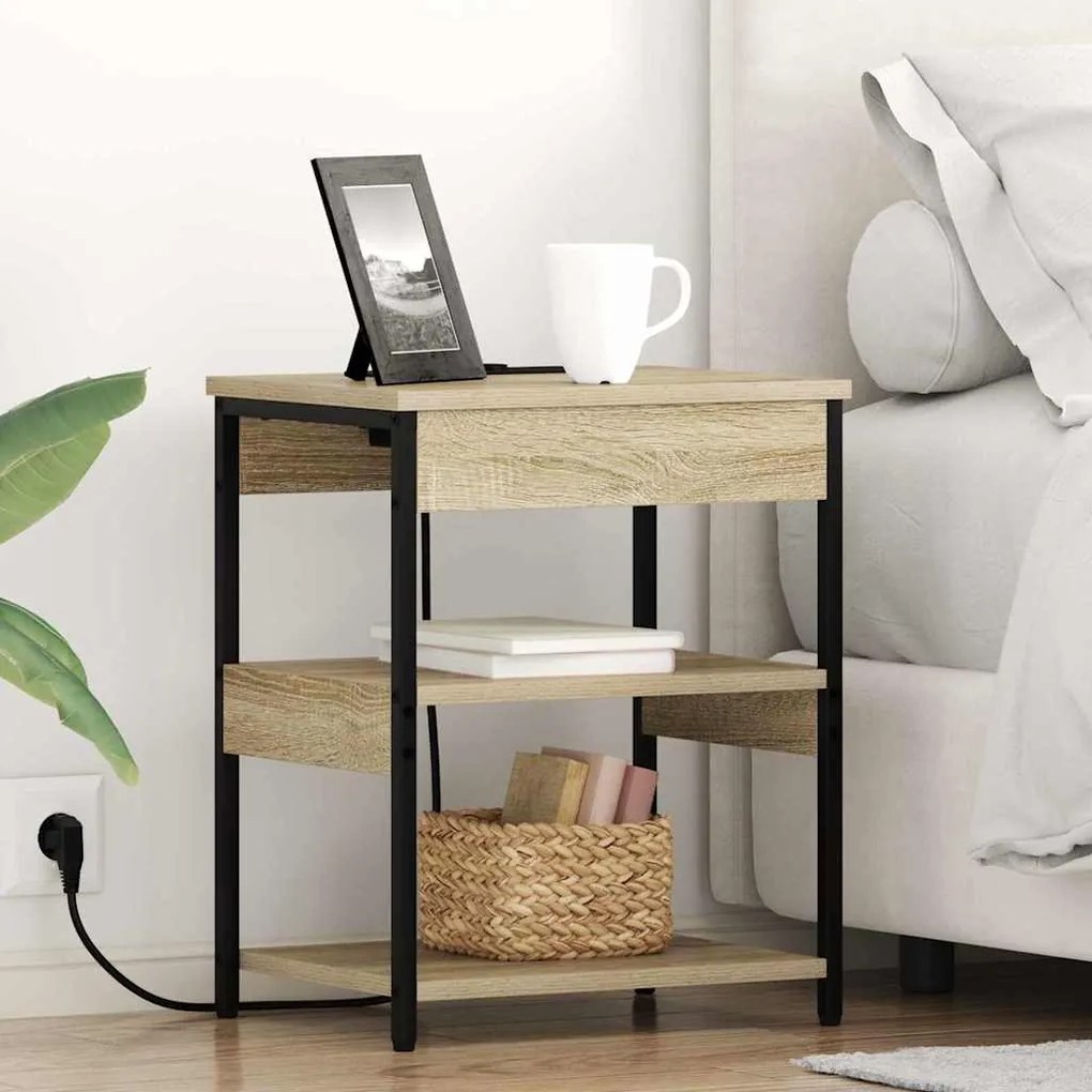 vidaXL Κομοδίνο 2 pcs Sonoma Δρυς Επεξεργασμένο ξύλο