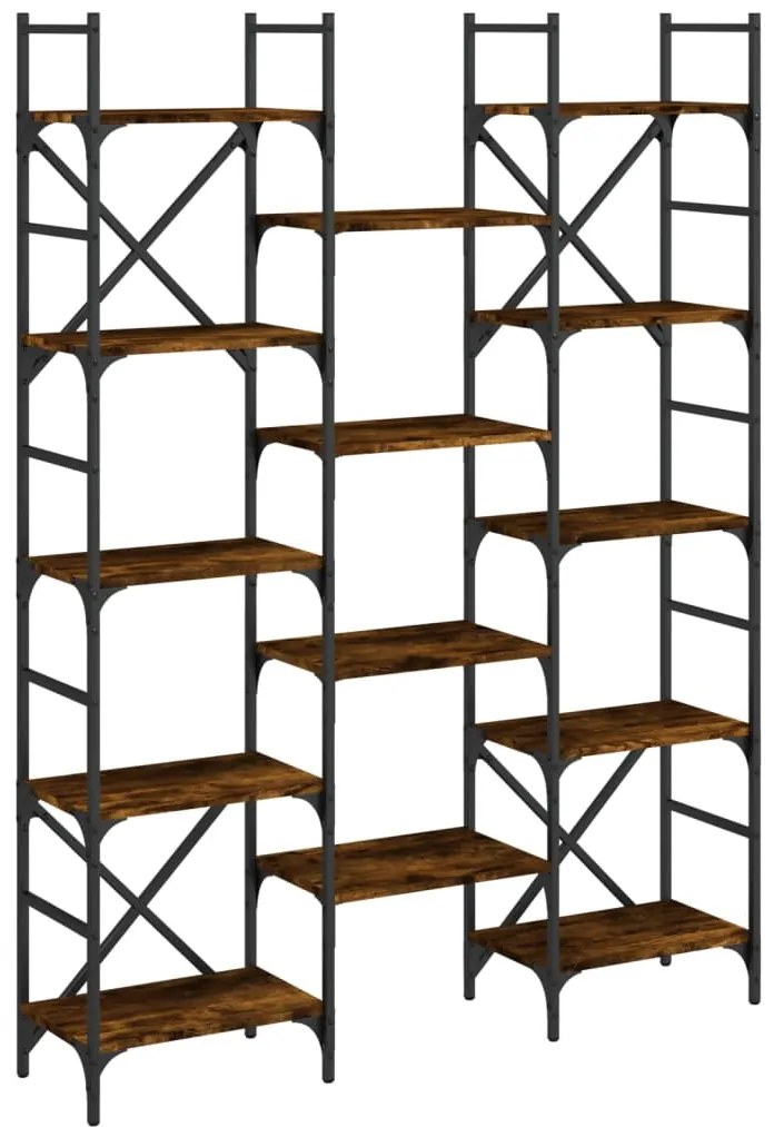 vidaXL Βιβλιοθήκη Καπνιστή Δρυς 127,5x28,5x172,5εκ. Επεξεργασμένο Ξύλο