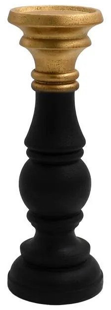 Κηροπήγιο Polyresin FL39324 Fylliana Μαύρο - Χρυσό 10x25 εκ. 10x10x25 εκ.