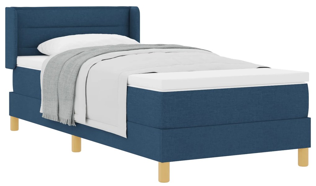 vidaXL Κρεβάτι με Στρώμα Box Spring σε Μπλε, 90 x 200cm Υφάσματα