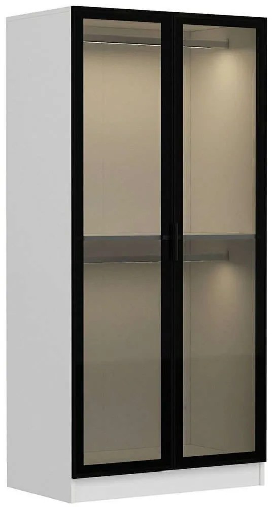 Ντουλάπα Δίφυλλη Kale Glass 506MNR2167 90x52x210cm Black-White Two Door