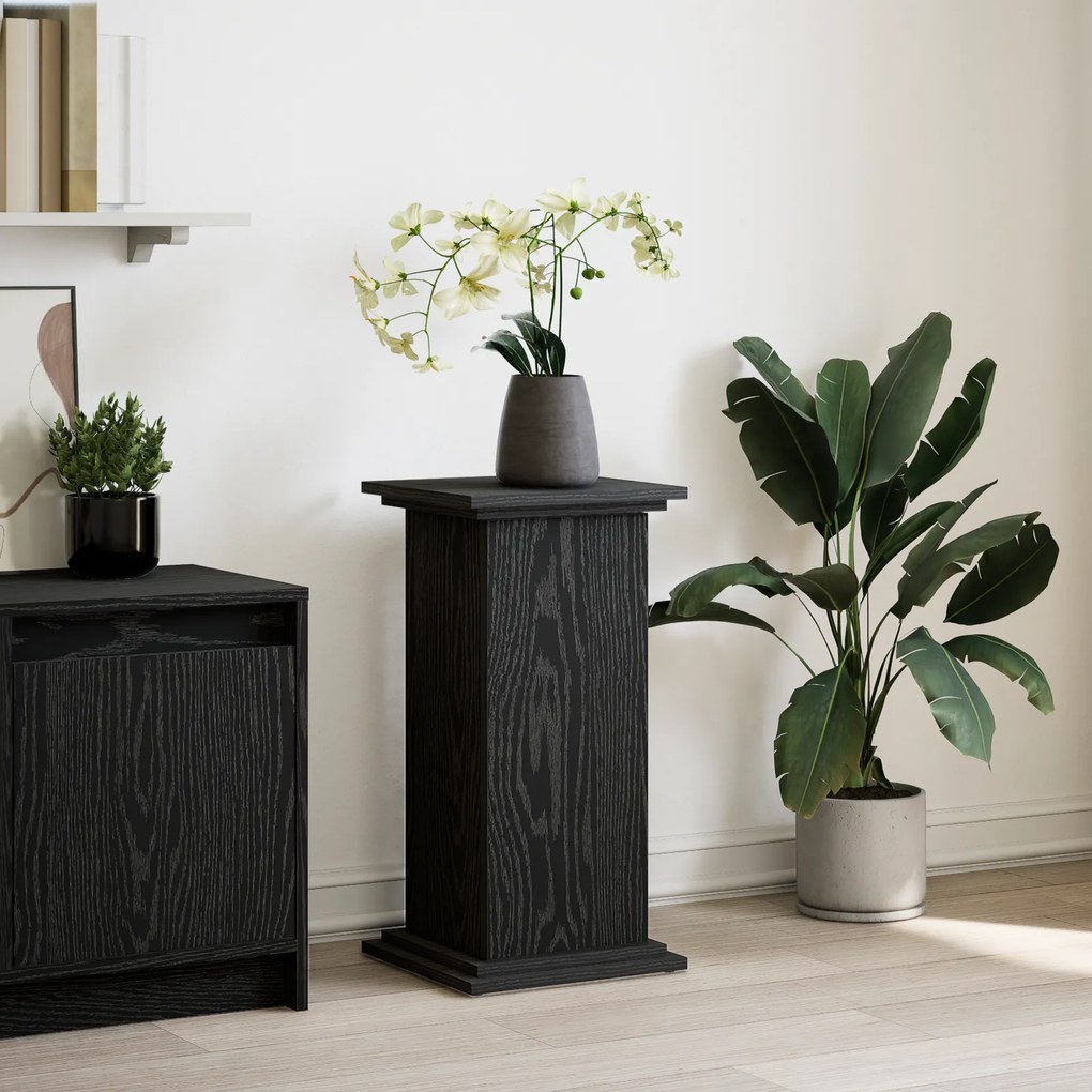 vidaXL Βάση Φυτών με Αποθήκευση Μαύρο Ξύλο 31x30x60 εκ. Εξατομικευμένο Ξύλο