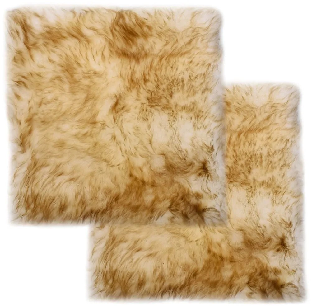 vidaXL Μαξιλάρια Καρέκλας 2 τεμ. Καφέ Μελανζέ 40x40 εκ. Δέρμα Προβάτου