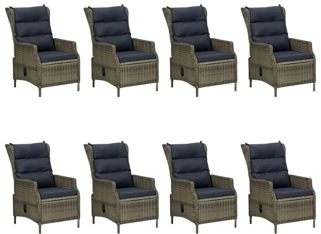 vidaXL Σετ Τραπεζαρίας Εξ. Χώρου 9 τεμ. Καφέ Συνθ. Ρατάν με Μαξιλάρια