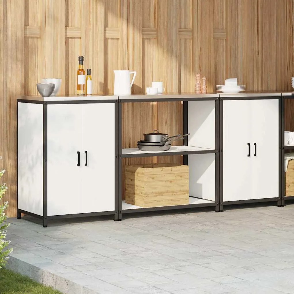 vidaXL Σετ Αποθήκευσης Κουζίνας με ράφι 3 pcs Λευκό 210 x 50 x 92 εκ