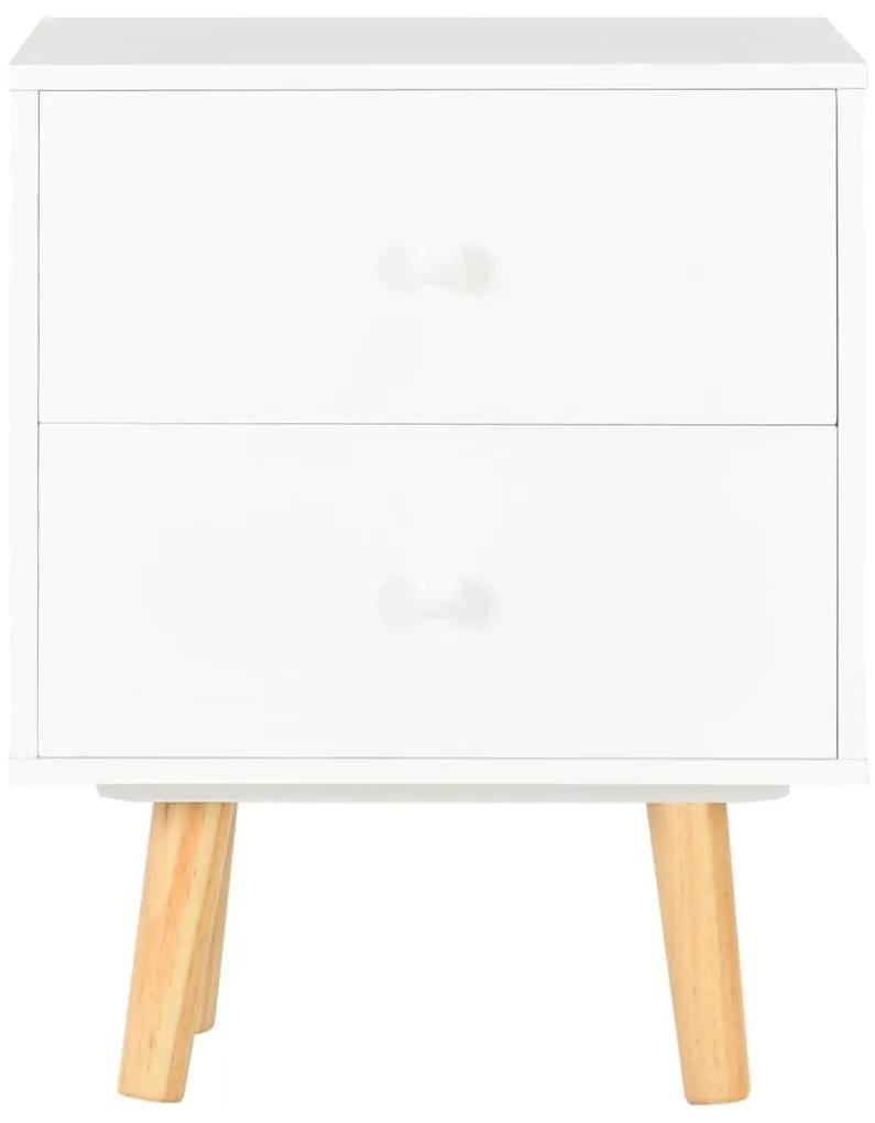 Κομοδίνα 2 τεμ. Λευκά 40 x 30 x 50 εκ. από Μασίφ Ξύλο Πεύκου - Λευκό