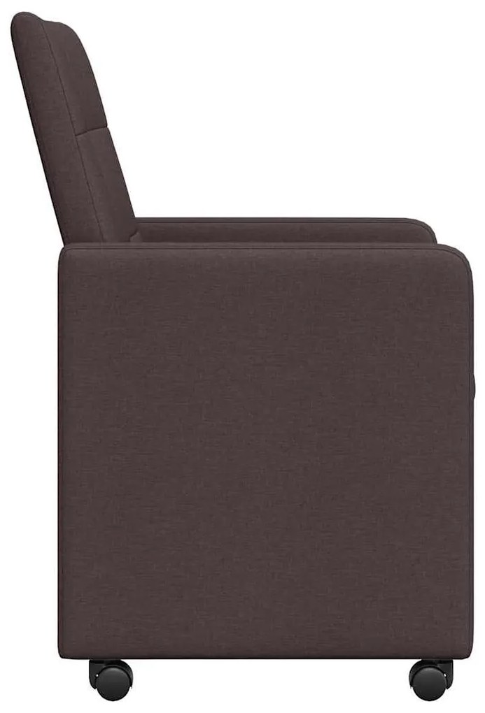 vidaXL Καρέκλες Φαγητού με Ρόδες 2 pcs Σκούρο καφέ Σκούρο καφέ ύφασμα