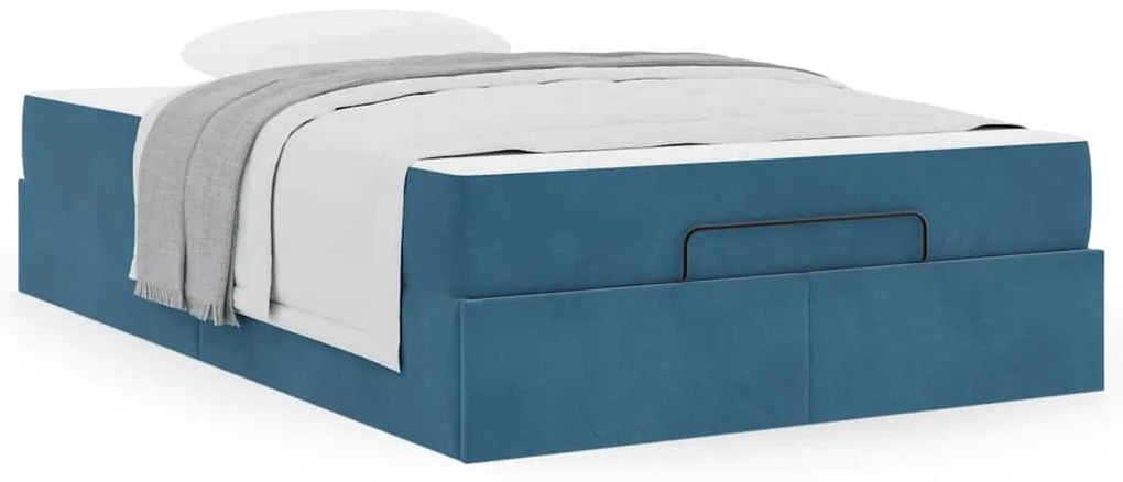 vidaXL Σκελετός κρεβατιού με στρώμα με στρώμα 2 pcs Μπλε Βελούδο